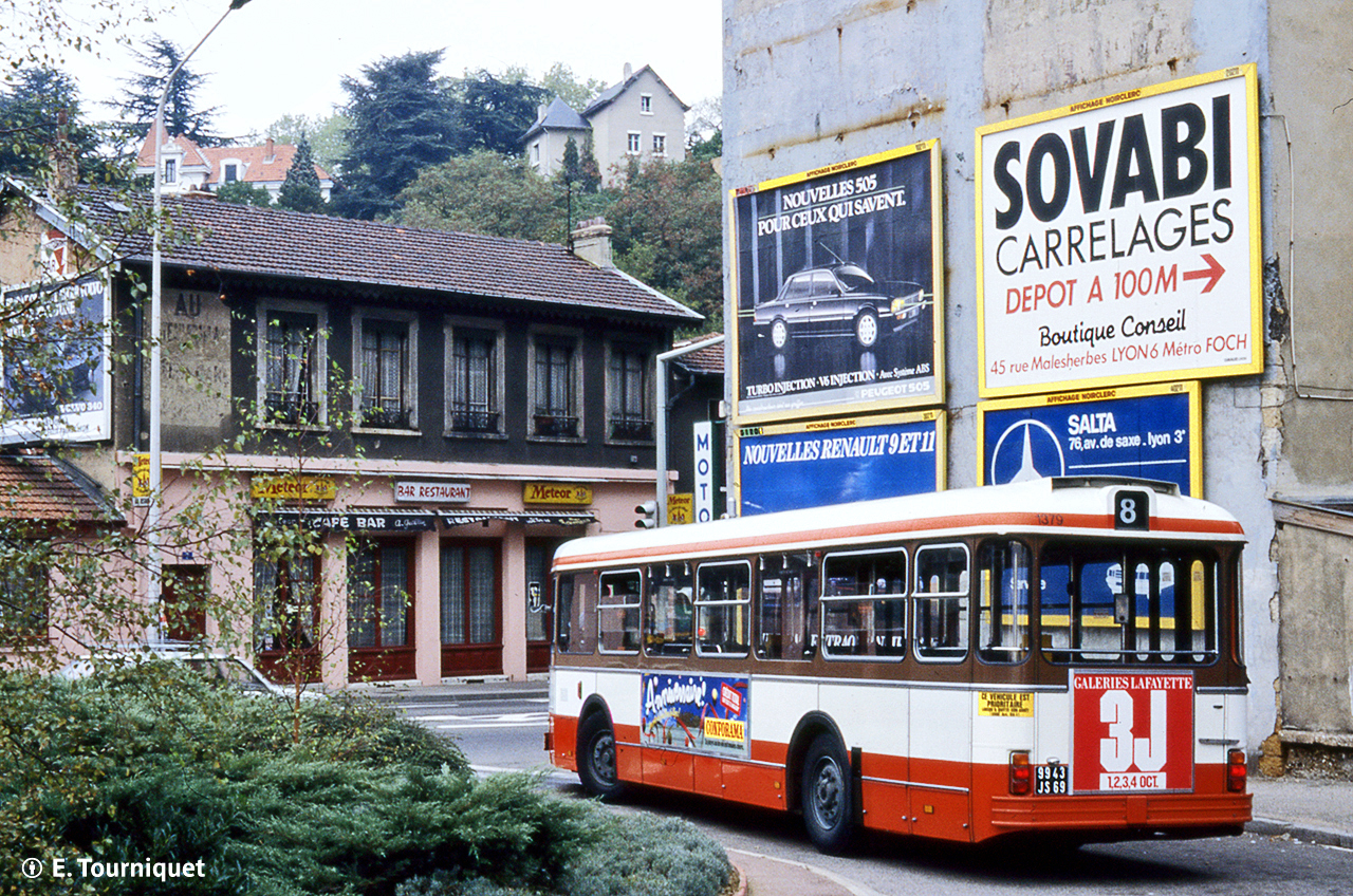 Le SC10UO n° 1379 au terminus de St Clair-Gare en octobre 1986