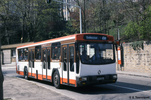Le PR100 MIR repeint (avec la livrée orange classique) n° 3824 à l'arrêt Debrousse en avril 1991