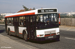 Le SC10R n° 1437 au niveau de l'arrêt Les Côtes à Irigny en septembre 1990