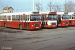 Le SC10U 2 portes repeint n° 2136 en compagnie de 3 SC10UL (dont 2261 et 2263) au dépôt de la Soie en mars 1981 