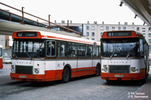 Les SC10U 2 portes n° 2135 et TLS renuméroté 3114 dans la gare routière de Bonnevay en janvier 1979